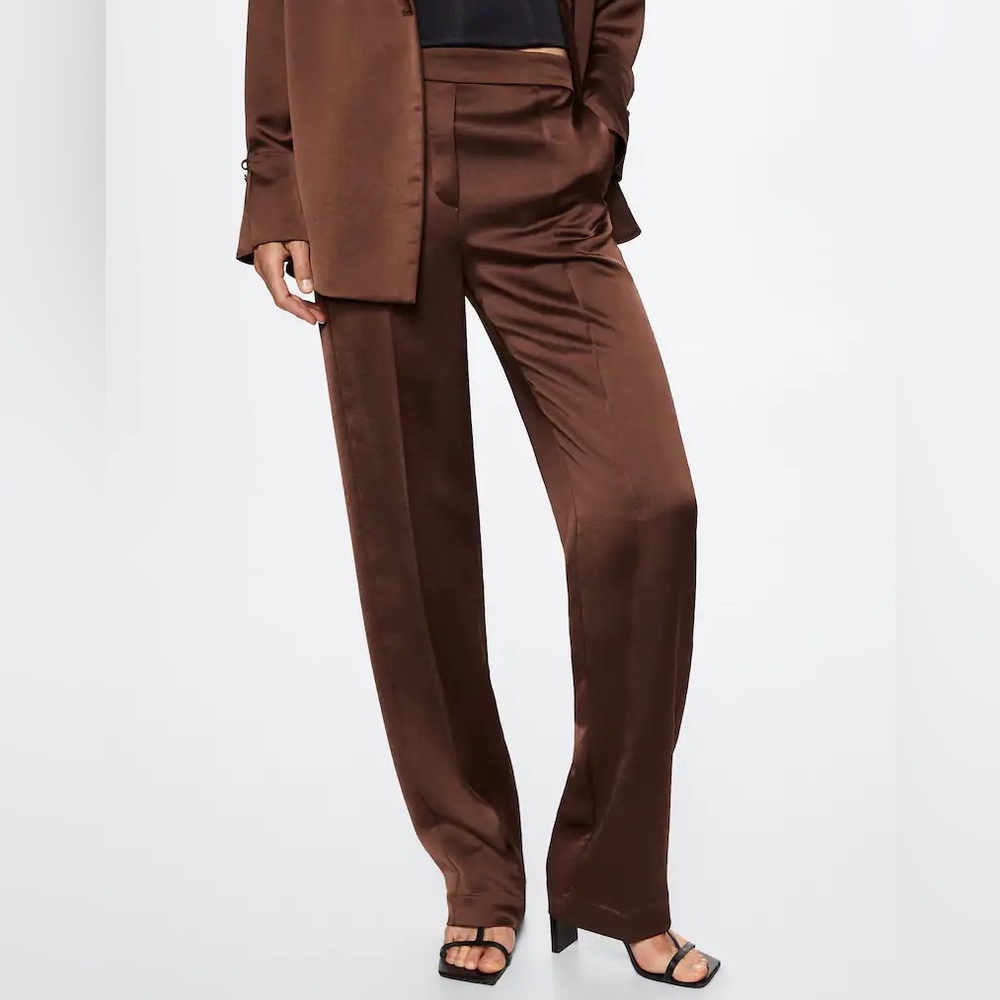 MANGO Satin Suit Pants
